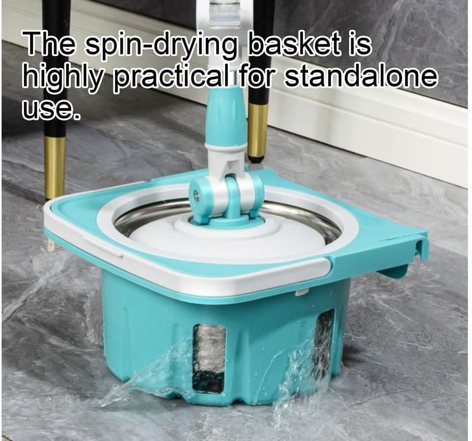 Mops Spin Mop and Bucket with Wringer Set - for Home Kitchen Floor Cleaning - Wet/Dry Usage on Hardwood & Tile - Self Wringing Mop Bucket