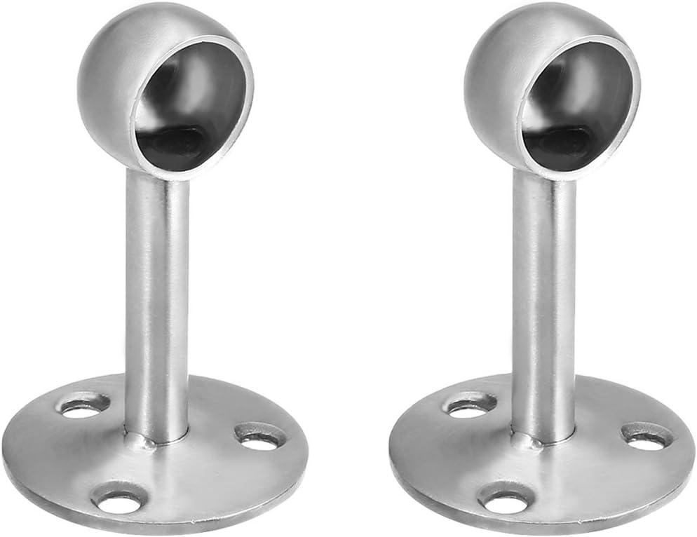 Closet Rod Bracket，Closet Pole Socket, 4 Pair Stainless Steel Closet Pole Socket Rob Support Flange Holder, 26mm Dia.