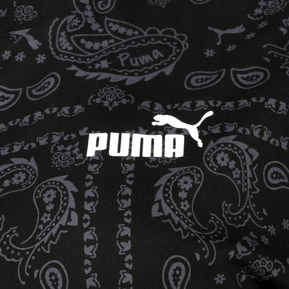 PUMA Womens Essentials Paisley Crew Neck Short Sleeve Casual Tops Casual - Black - Size M