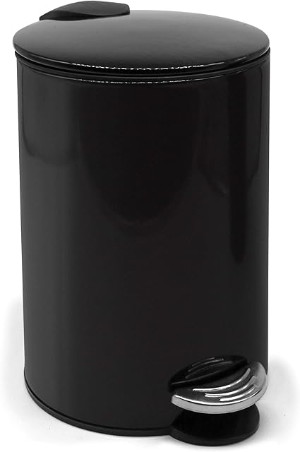 ZenMorning Bathroom Bin  Pedal Bin with Stylish Design, Soft Close Lid & Carry Handle  Removable Inner Small Bin  Anti-Fingerprint Black Finish, 3L,  17cm x H. 24cm