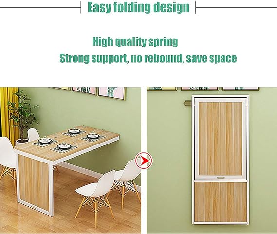 Folding Dining Table Wall-Mounted - Space Saving MDF Multi-Function Desk for Small Spaces - Modern Simplicity Computer Desk - Home Office