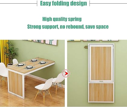 Folding Dining Table Wall-Mounted - Space Saving MDF Multi-Function Desk for Small Spaces - Modern Simplicity Computer Desk - Home Office