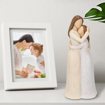 Gifts for Mom from Daughter, Mother Daughter Figurines, Resin Sculpted Hand-Painted Figure, Small Figurines Home Decor, Daughter Gifts from Mom, Living Room Tabletop Shelf Decor Statue