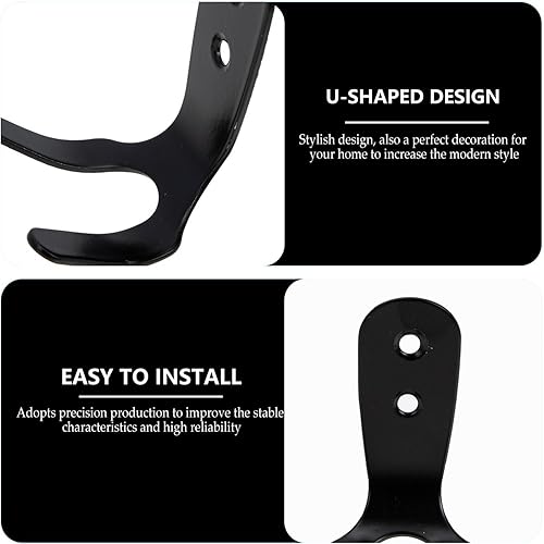 Miniatura 7 de U-Hook Wall Mounted Hooks Black Curtain Hooks Cutlery Organizer 10 Sets Utensils Storage Hanger Black Curtain Tie Backs Decorative Wall U-Shaped