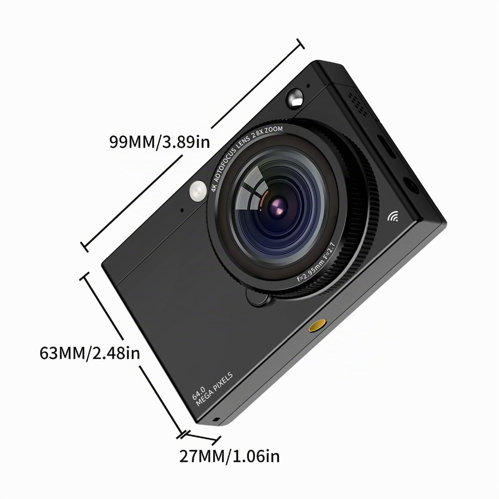 Fotocamera Digitale 4K per Vlogging, Fotocamera con Messa a Fuoco Automatica 64 MP, Filtro Beauty Retrò, Zoom Digitale 28X, Schermo 2,83 Pollici