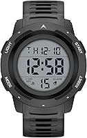 GOLDENHOUR Men's Waterproof Digital Sports Watch - 50mm Large Easy-Read Display, 5ATM, Military Style Rubber Strap
