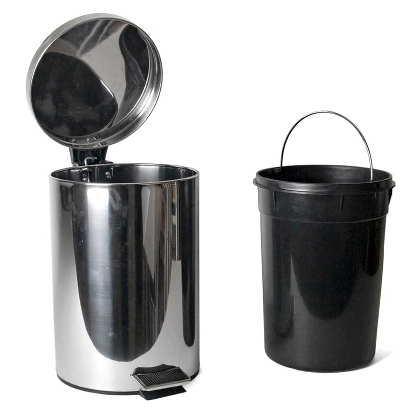Acan Tradineur - Cubo de Basura con Pedal - Capacidad de 30 litros - Fabricado en Metal INOX - Incluye Cubo Interior - 65 x 29 x 29 cm
