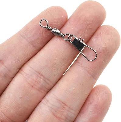 Hao Pro Fishing Rolling Snap Swivels 39mm Length 22lb Barrel Column Bearing with Solid Welding Spin Freely No Twist Rust 7 for Saltwater Wash Oil with Pin Stainless Steel Black 70pcs