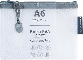 Grafoplas - Saco com fecho de correr EVA Soft A6, cor branca, toque suave, saco com fecho de correr feito com borracha EVA transparente, perfeito para proteger e transportar documentos e artigos