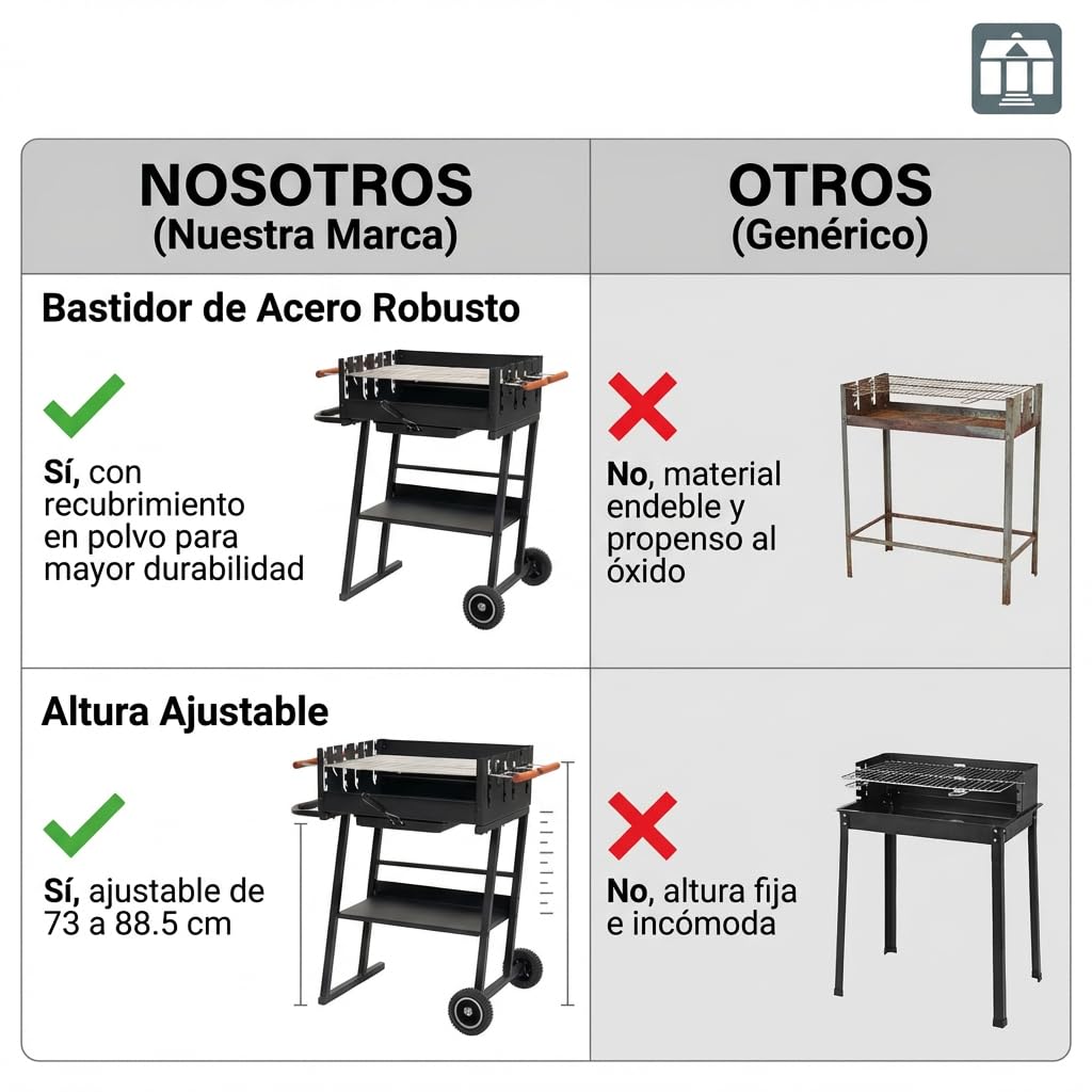 Tarrington House Barbacoa de Carbón Brigida, Acero/Madera, Rejillas Regulables en Altura, Asas de Madera, Estante Inferior, Ruedas, Negra