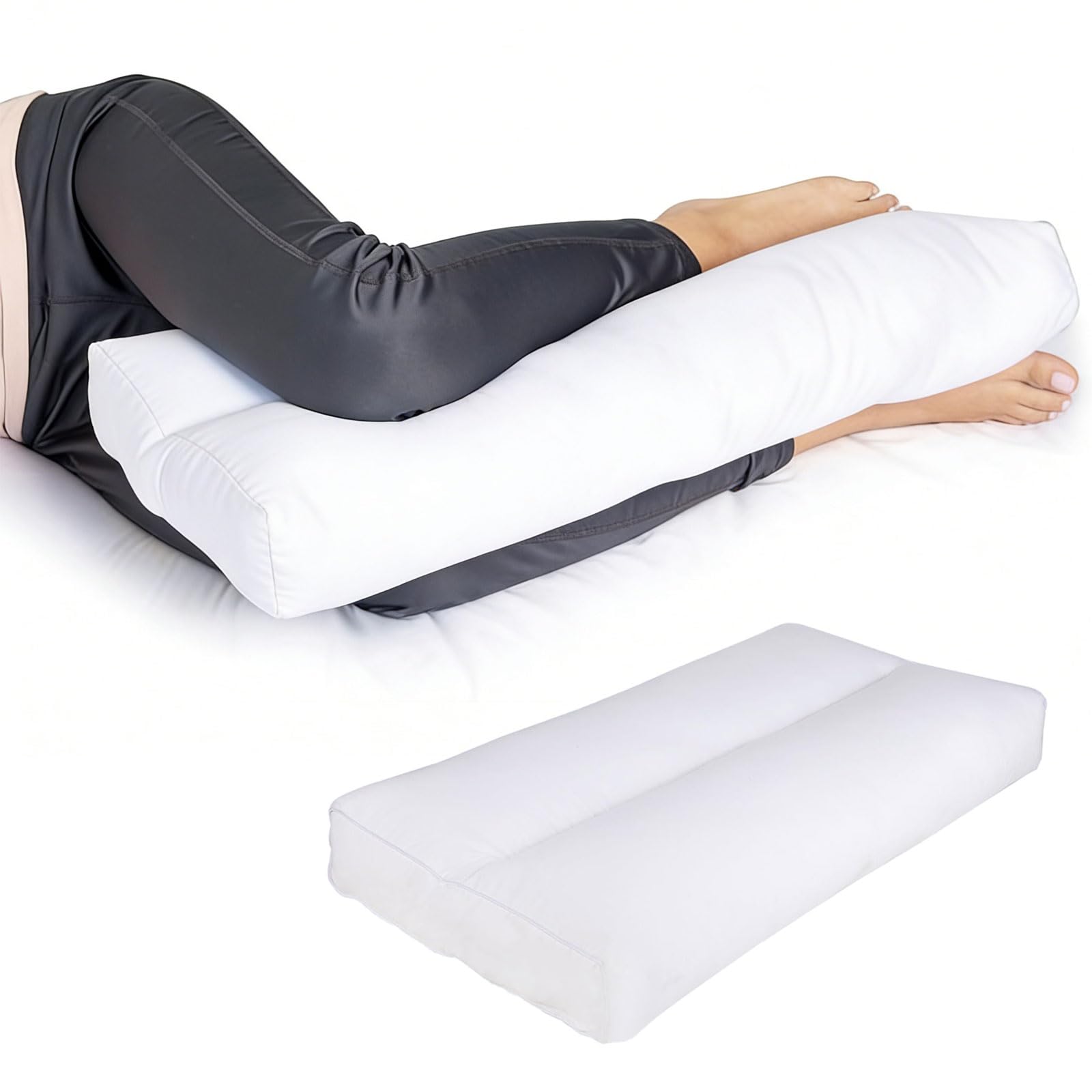 Almohada de rodilla para dormir de lado, almohada ergonómica para piernas sin correas de algodón, almohada extra larga para dormir de lado para aliviar la tensión de las caderas y las piernas