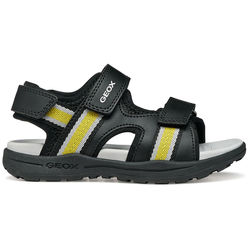 Geox J VANIETT Boy B Sandal, Black/Yellow, 33 EU