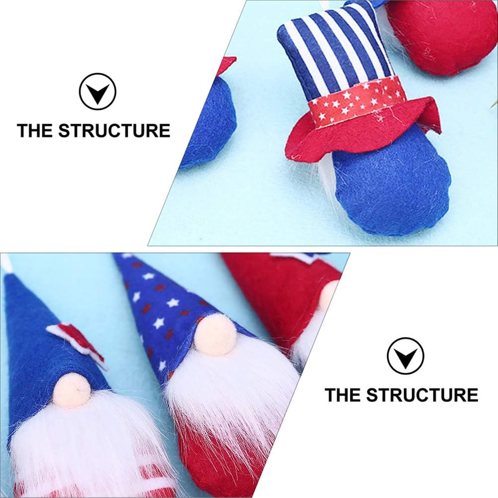 LUOZZY 8 Pcs Patriotic Independence Day Gnome Doll Decorations 4th of July Hanging Dolls Decorations for President Election Party Decorations