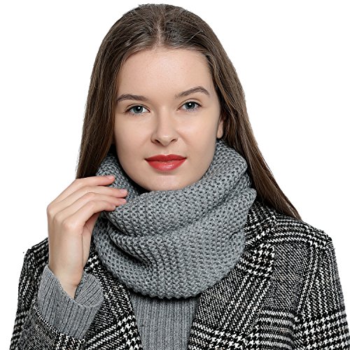 DonDon Loop Schal Damen Winter Schlauchschal Winterschal Rundschal weich und warm grau