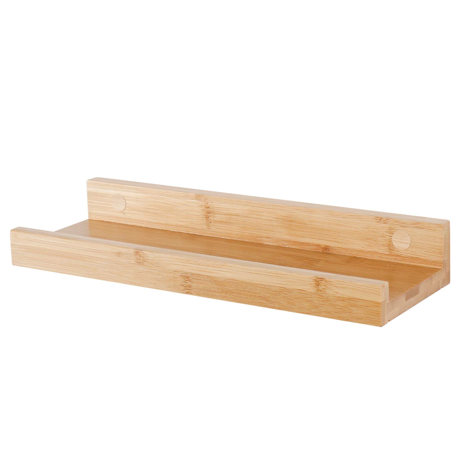 Natural Bamboo Floating Shelves Rustic Wood Wall Shelves Wooden Wall Storage Organizer Home Decor Living Room Kitchen Bedroom (Natural, 13.8 in)