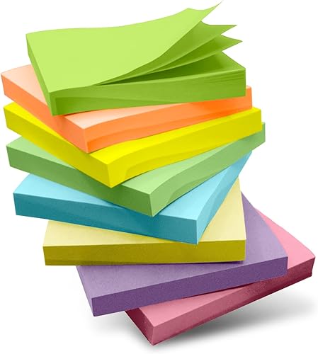 (8 blocs) Notas súper adhesivas de 3 x 3 pulgadas, almohadillas autoadhesivas de colores pastel, superadhesivas, para estudio, trabajo, vida diaria,