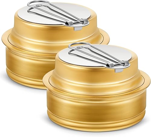 2 quemadores de alcohol de latón, estufa de campamento con junta de goma de almacenamiento de combustible, estufas de camping con control de