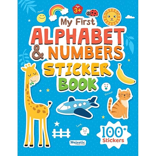 My First Alphabet & Numbers Sticker Book for Kids Ages 3+ | Fun Learning with 16 Activity Pages + 8 Sticker Sheets | 2-in-1 Sticker Book I Fun ... by Majestic Book Club (My First Sticker Book)