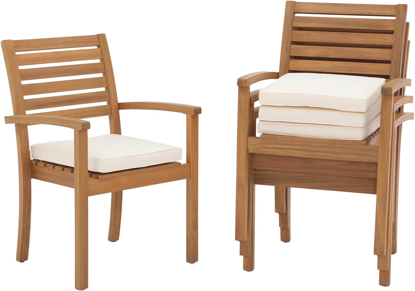Outdoor Interiors Stacking Chairs, Brown, Set of 4 Patio, Lawn & Garden