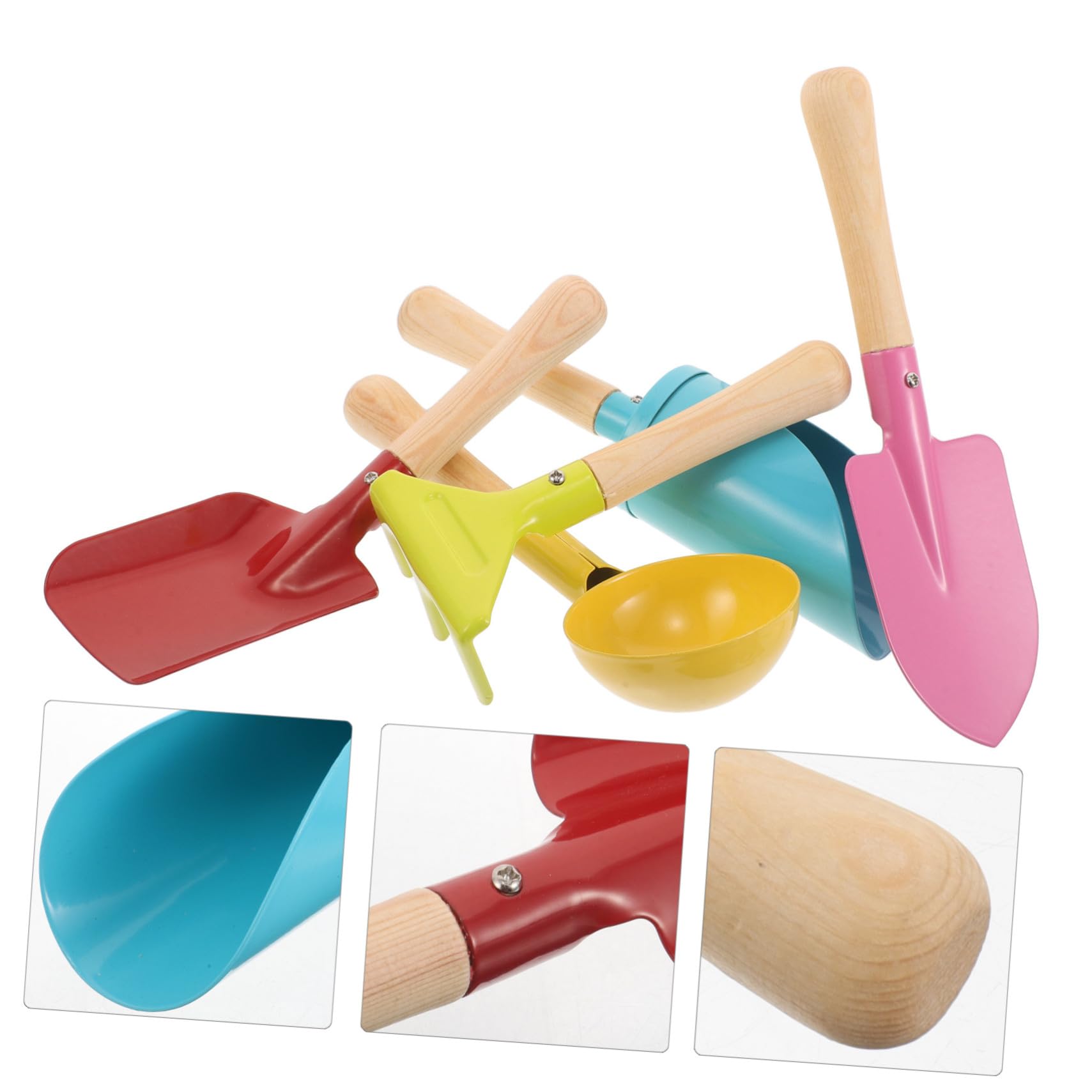 5 Pezzi Attrezzi Giardinaggio con Rastrello e Palettina Ergonomici per Gioco Estivo all Aperto Kit Manuale per Spiaggia e Giardino Strumenti Sicuri e Facili da Pulire