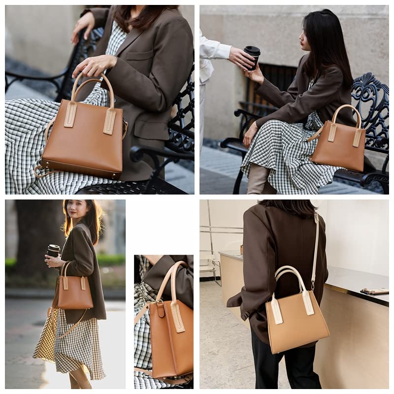 Image of POPSEWING Leather Women Top Handles Handbag DIY Kit, DIY Crossbody Shoulder Bag with Sewing Kits, Handmade Bag Kit for Mom Girlfriend Birthday Gift (Brown)