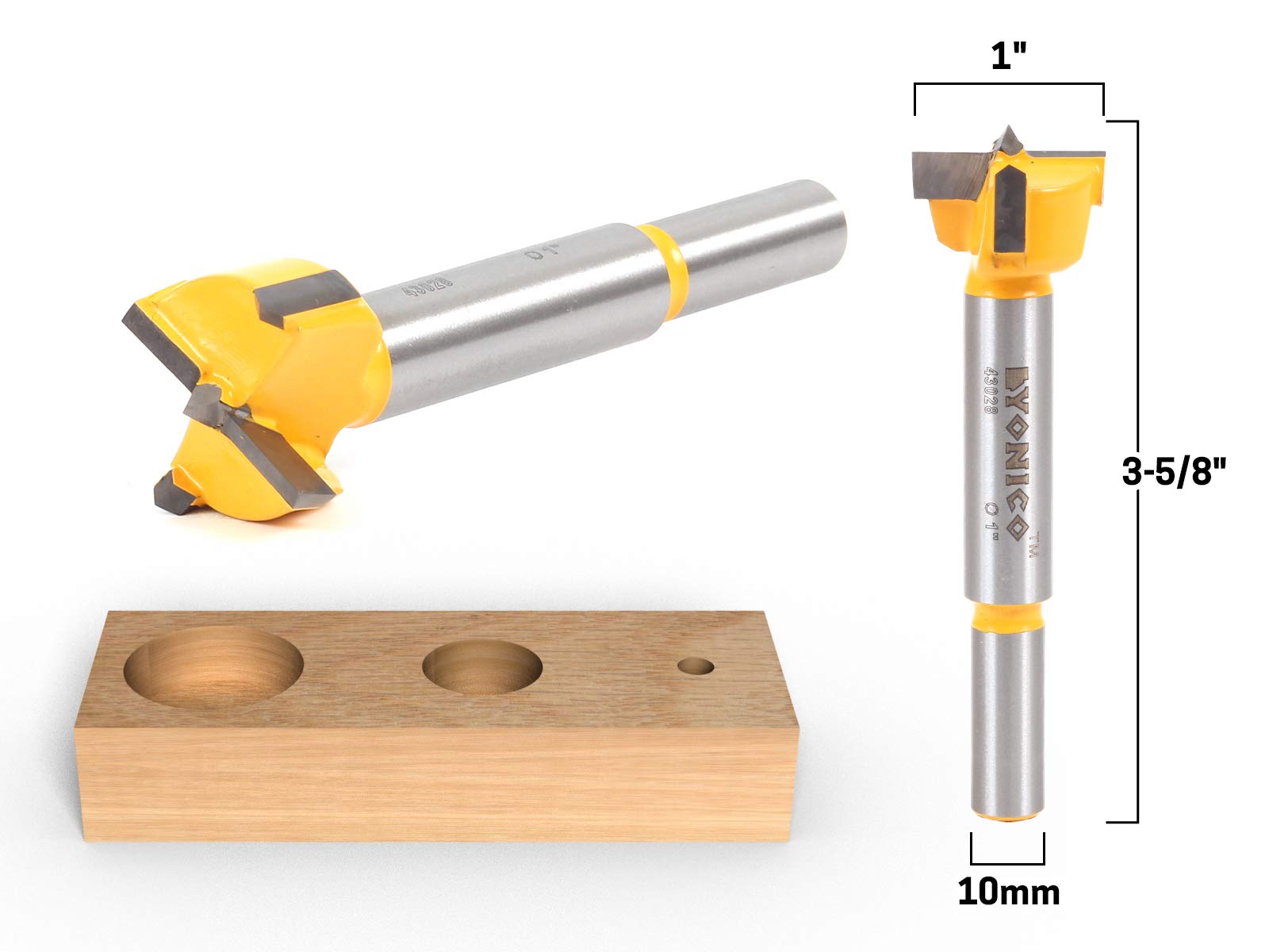 Yonico 43028C 1-Inch Diameter Carbide Forstner Drill Bit 10mm Shank - Image 2