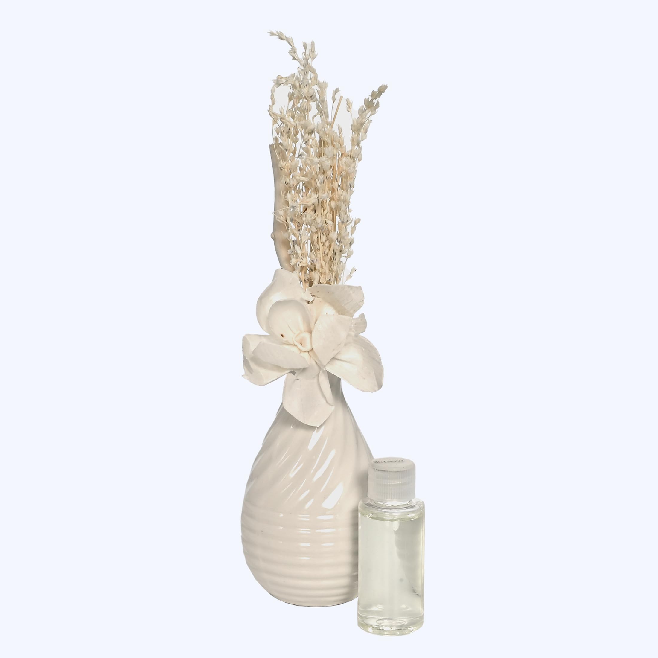 Cortina Ceremic Potted Plant | Home Fragrance Lily Reed Diffuser | Home Décor Items for Living Room Balcony Kitchen Bedroom Office Table Top Decoration - White, 22X7 CM-image-26