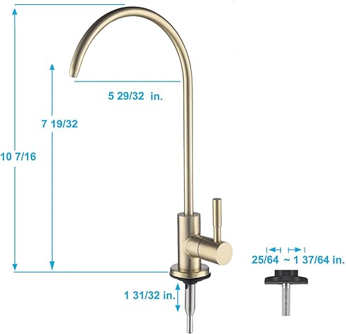 Miniatura 4 de HogarDeco Grifo de agua potable, grifo de bebidas de cocina en acero inoxidable 304, grifo de filtro de agua pura sin espacio de aire para