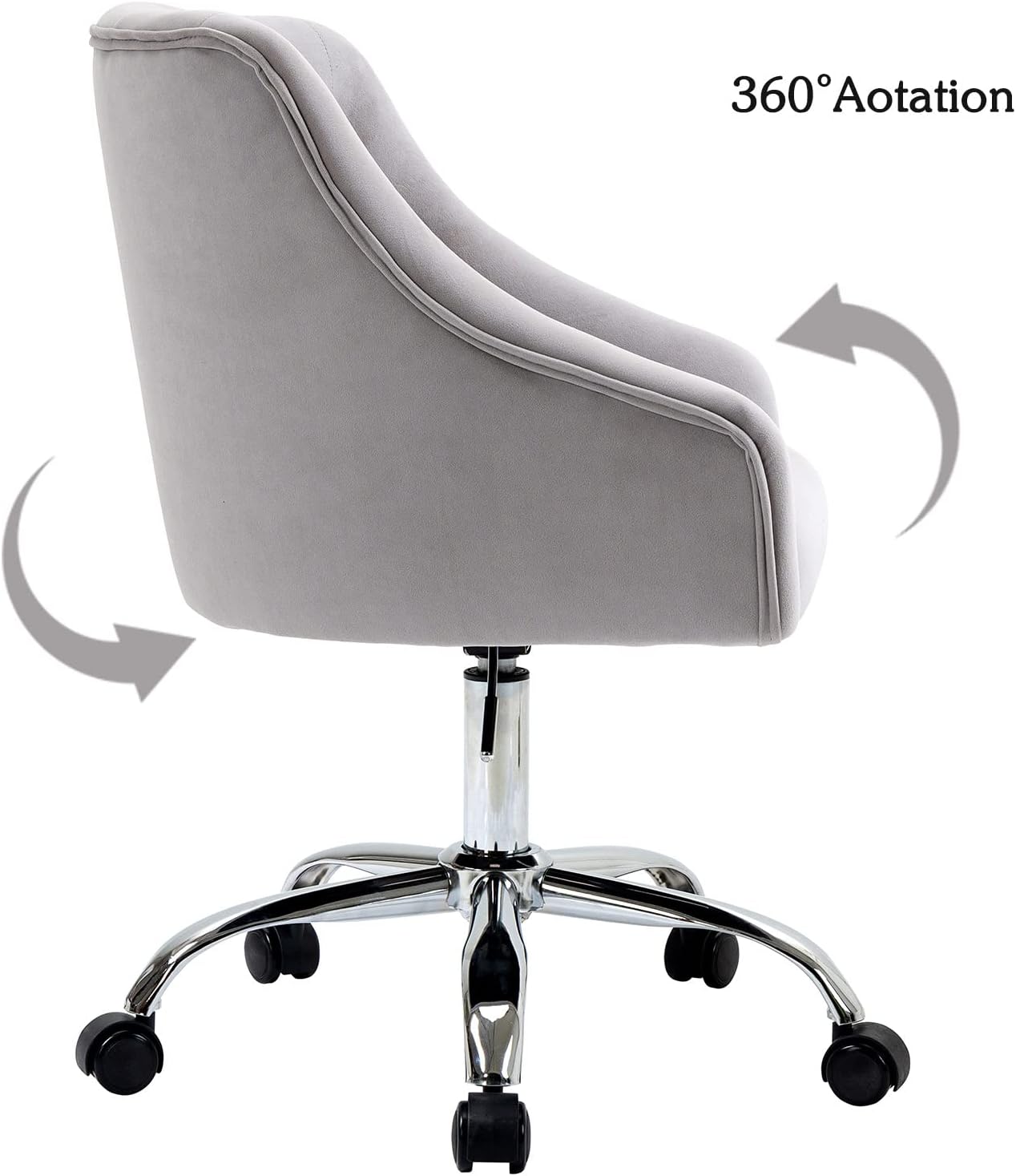 ATTICA Home Office Desk Chair Modern Velvet Office Computer Chair Height Adjustable Mid-Back Task Chair (Grey)