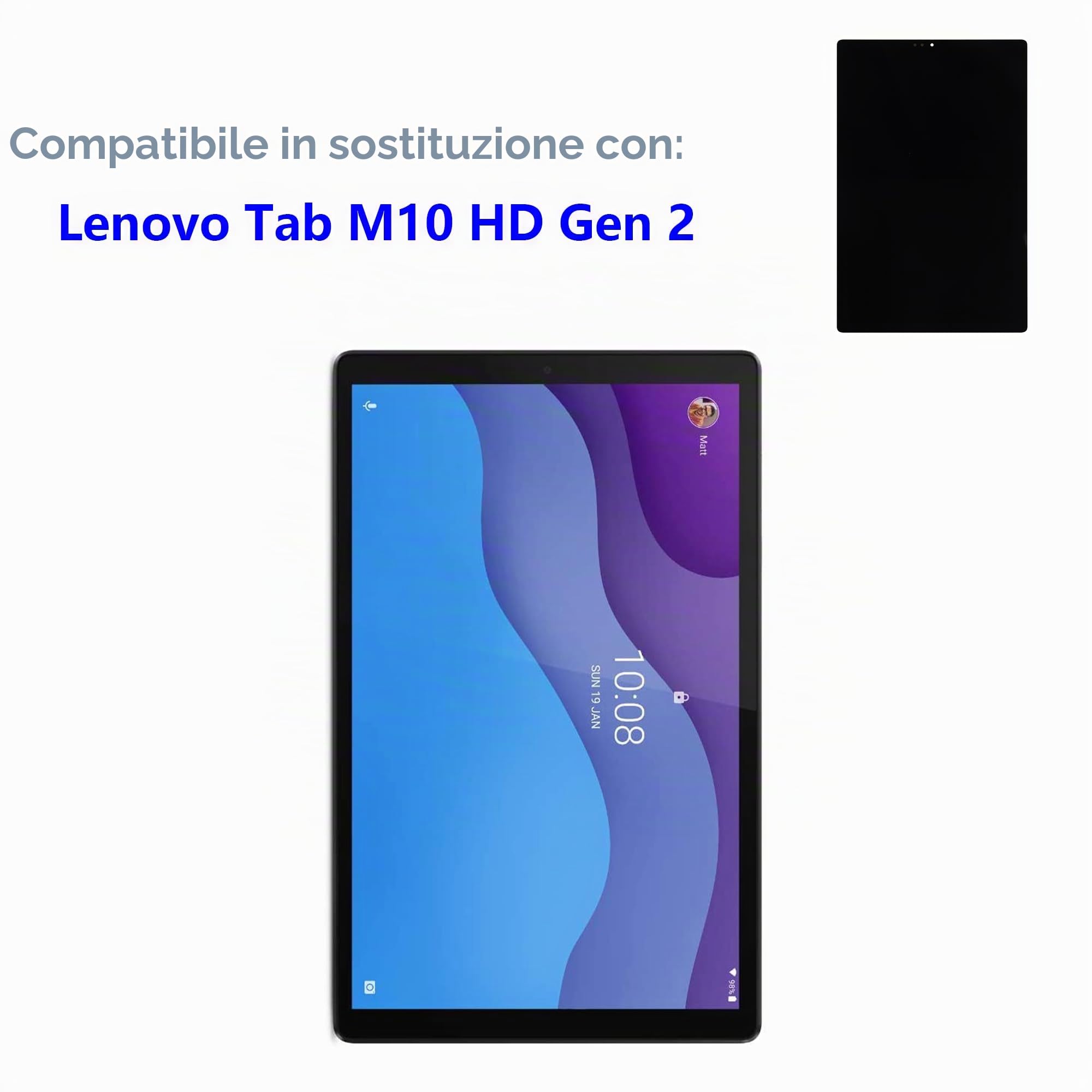 Display LCD da 10,1", compatibile con Lenovo Tab M10 HD Gen 2 TB-X306F, X306X (nero senza cornice), display LCD touch screen Digitizer+ set di attrezzi