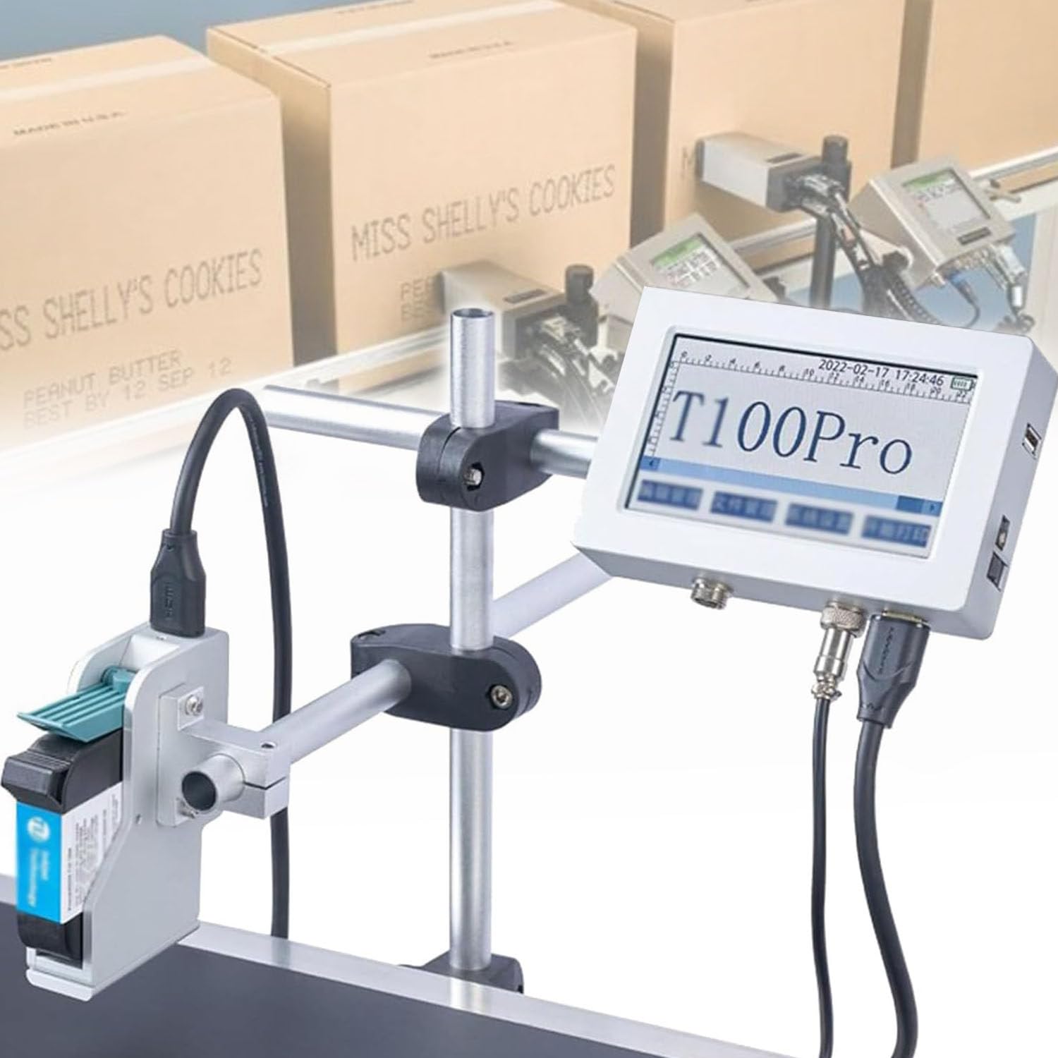 Continuous Coding and Marking Machine,Date Coding Machine,Small Printer Inkjet Coder,Automatic Inkjet Printer,Date Printer,with 5 Inch Touch Screen,25.4mm