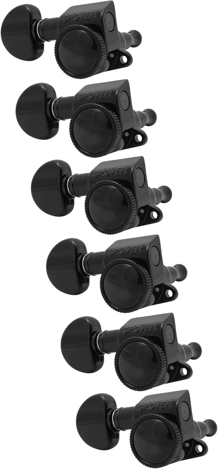 Grover Mini Roto Grip Locking Rotomatics, Left Hand, 6-In-Line, Black, 505BCL6