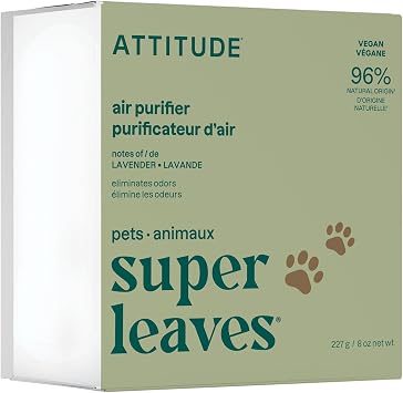 ATTITUDE Air Purifier with Activated Carbon Filter, Plant- and Mineral-Based Ingredients, Traps Pet Odors and Pollutants, Vegan and Cruelty-free, Lavender, 8 Ounces