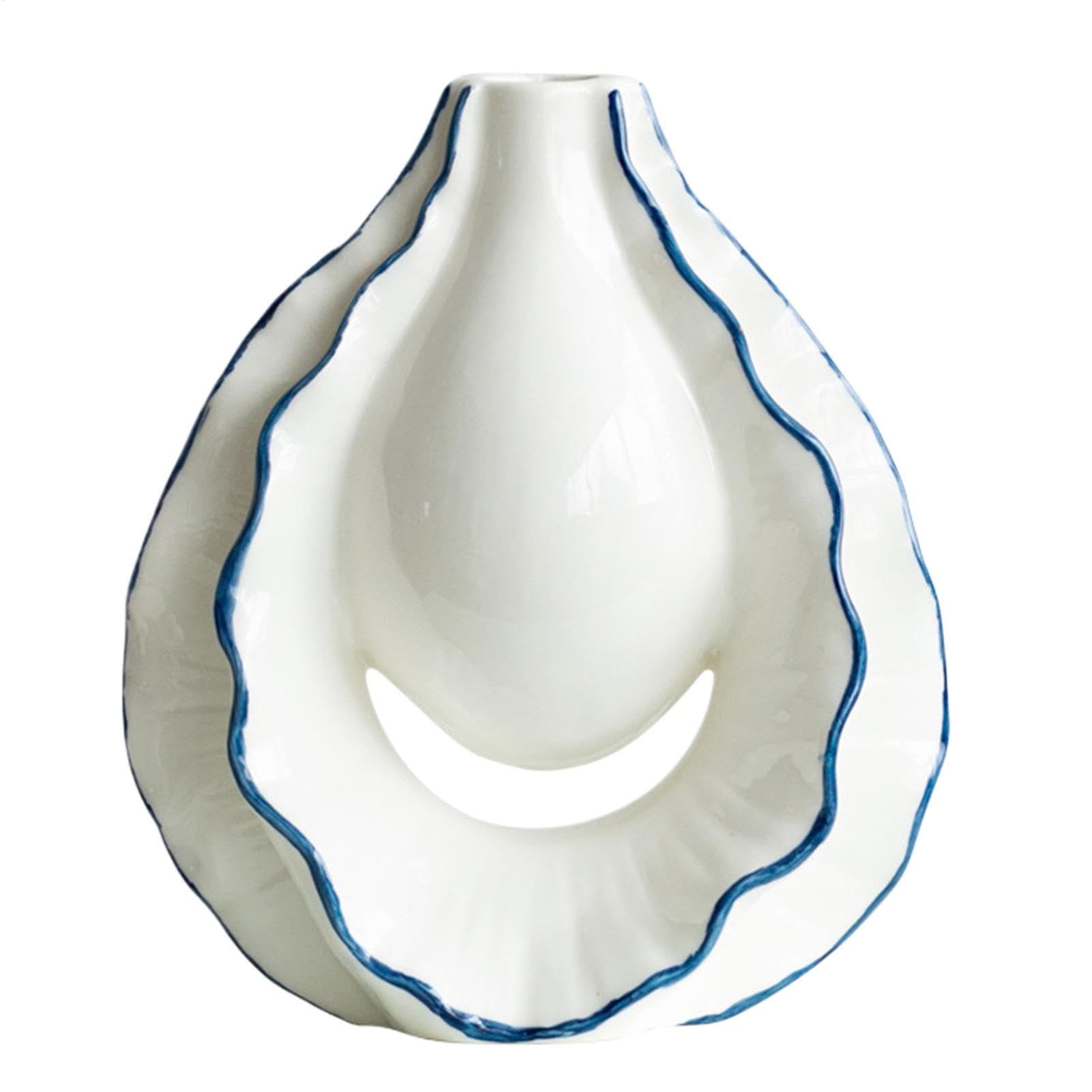 Vase esthétique moderne blanc pour table de chambre et étagère fleurie