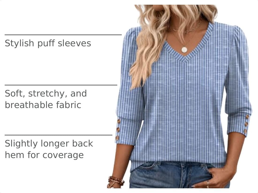 Zeagoo Womens 3/4 Sleeve V Neck T Shirts Dressy Casual Tops