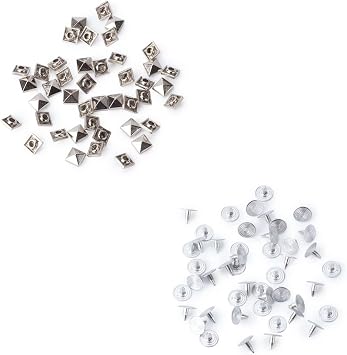 Weddecor 10mm Silver Square Triangle Pyramid Rivets Studs - for Leather Craft, DIY Projects, Bags, Belt, Shoe Decorative Clothing, Jeans Clothes (Pack of 100)