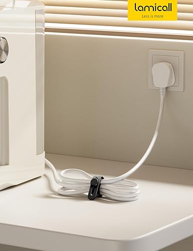 Miniatura 7 de Lamicall - Paquete de 10 bridas de silicona para cables, organizador de cables reutilizable duradero con hebilla de bloqueo, correas elásticas para
