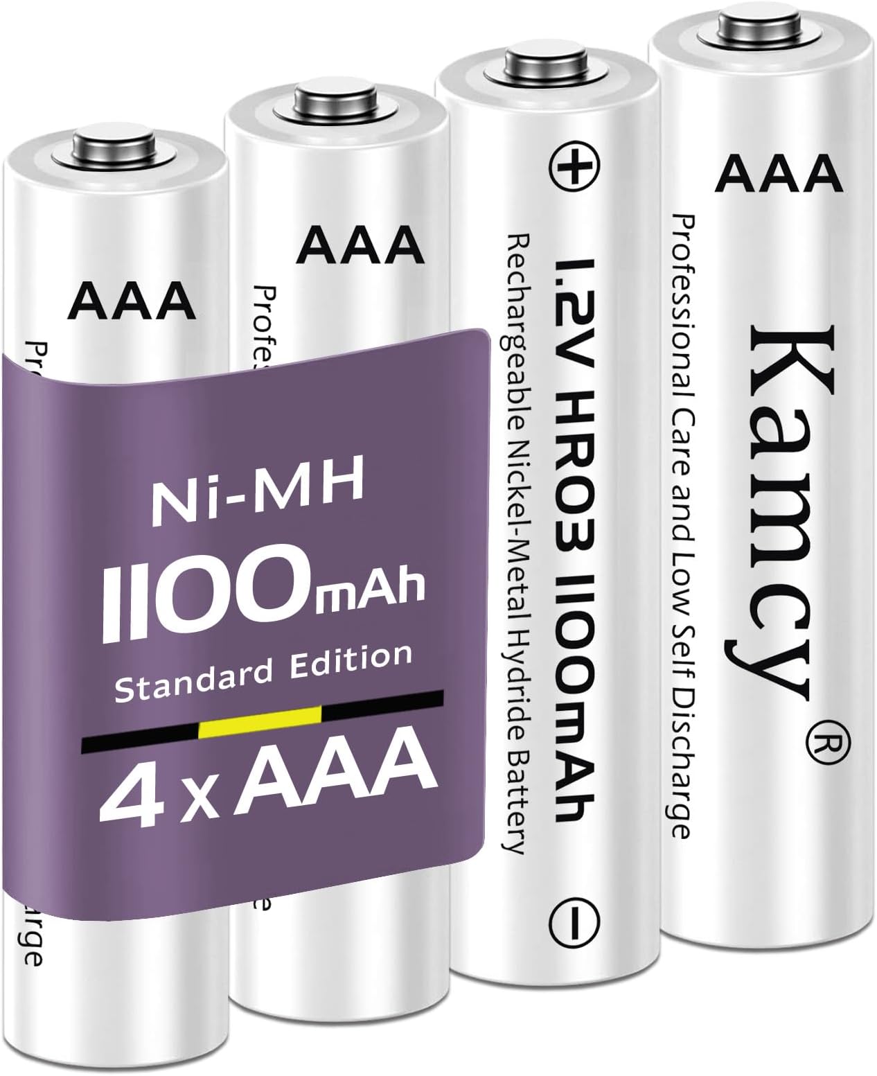 Battery AAA KAMCY Micro AAA Battery NI-MH Pack of 4 AAA Batteries Rechargeable 1.2 V Rechargeable Batteries AAA Batteries (Low Self-Discharge, 1100 mAh)