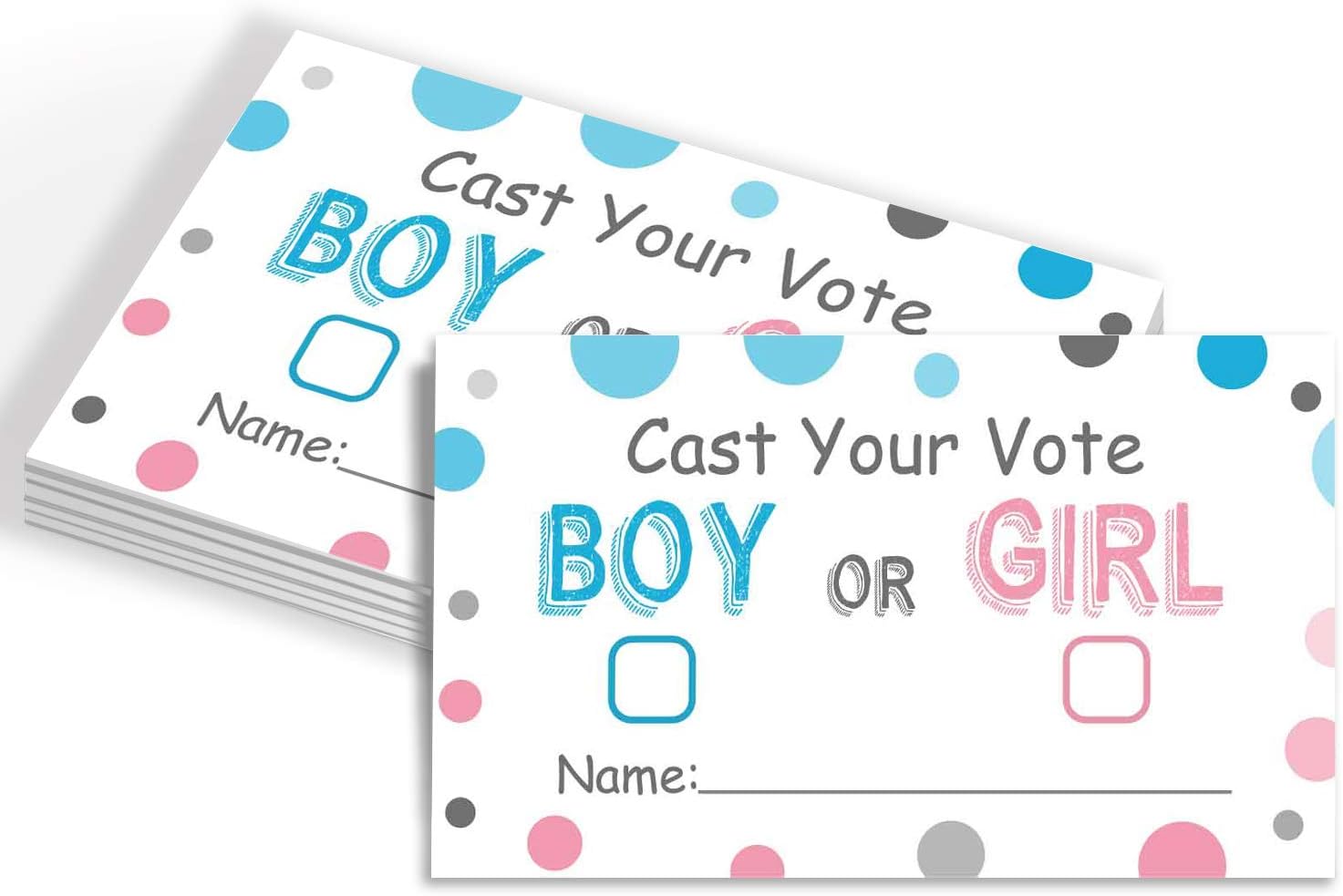 Gender Reveal Party Voting Cards, Baby Shower Game, 50 Cards, Pink and Blue, 3.5 x 2 Inches