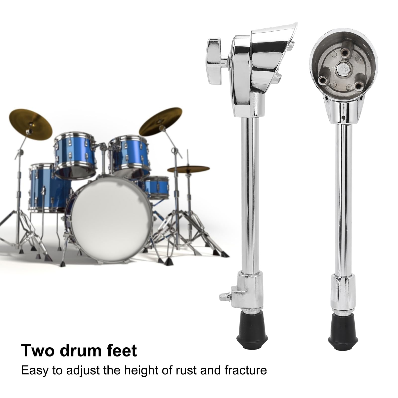 Pata de bombo con soporte fijo, Soporte de batería para instrumento de percus, Soporte de kit de batería y zinc, Pata de tambor de altura para batería de jazz y bombo,