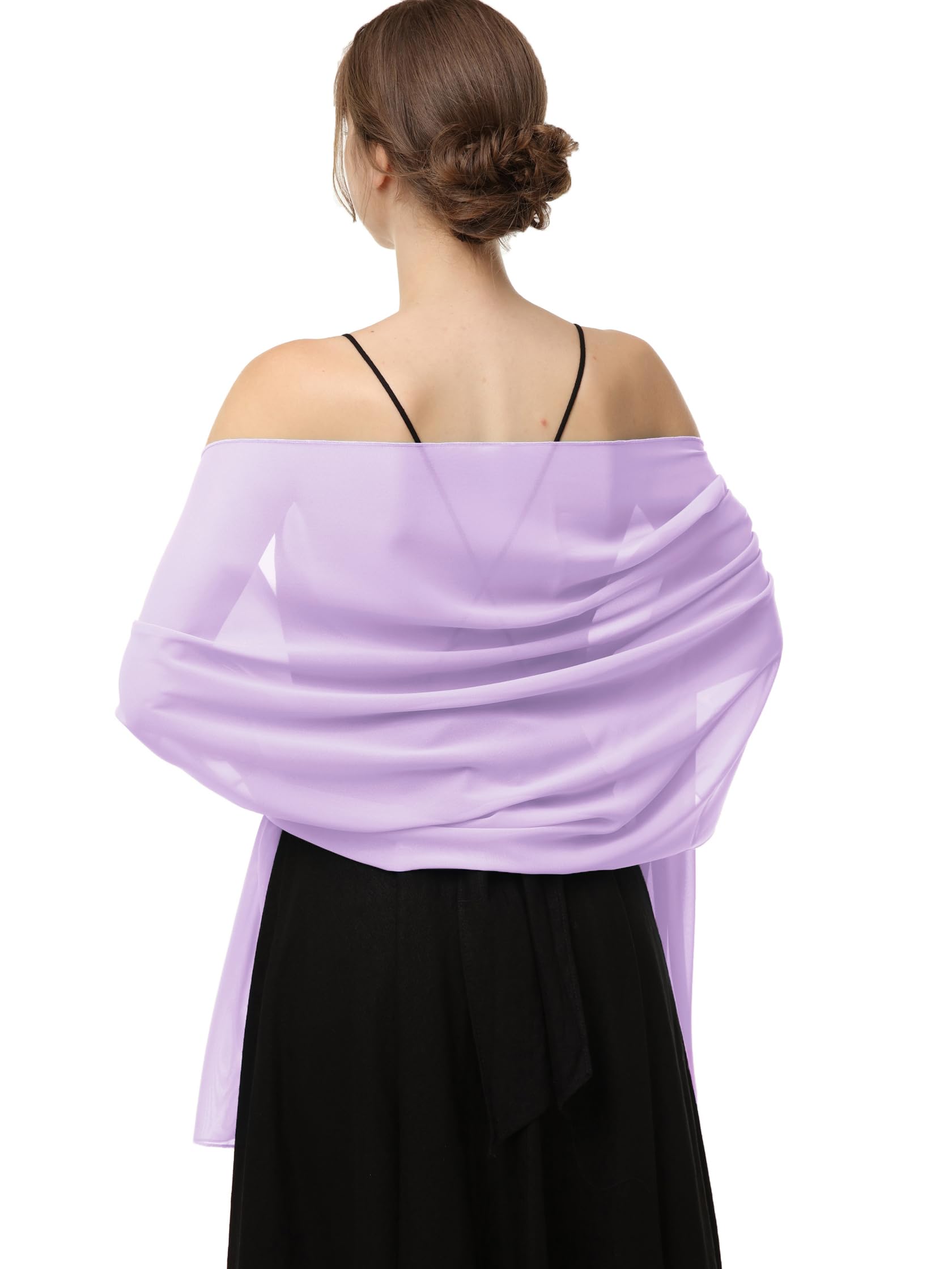 Baoqiya Women's Shawls and Wraps for Evening Dress Chiffon Shawl Soft Elegant Silky Pashmina Wedding Bridal Scarf