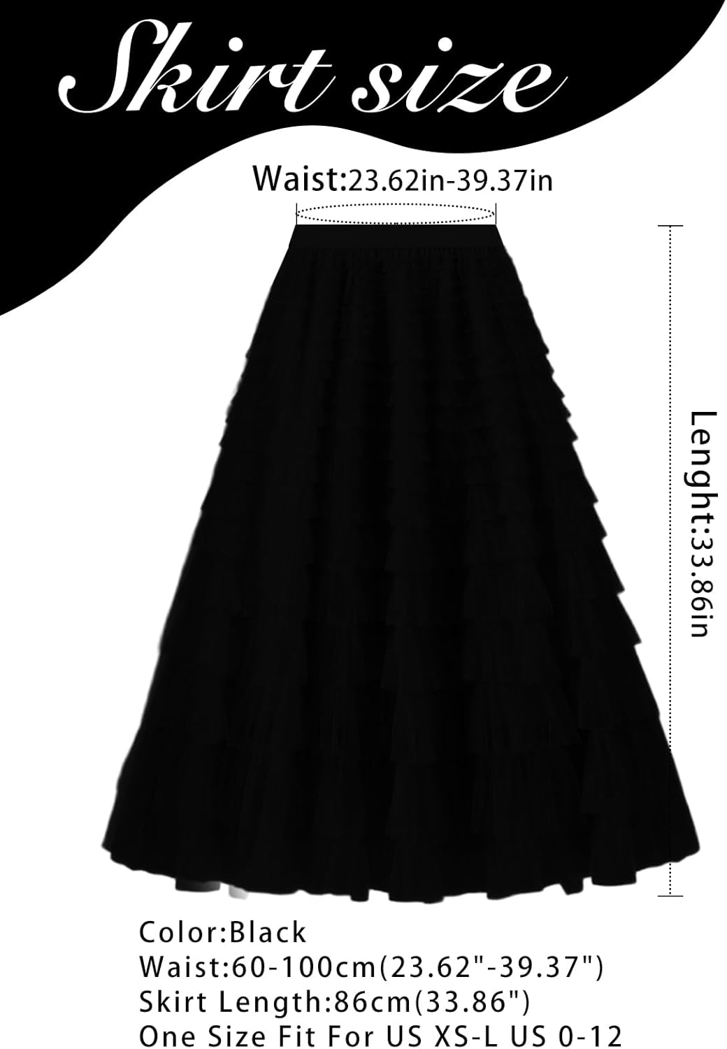 Women's Layered Tulle Skirts A Line Ruffle High Waisted Mesh Long Maxi Skirt - Image 7