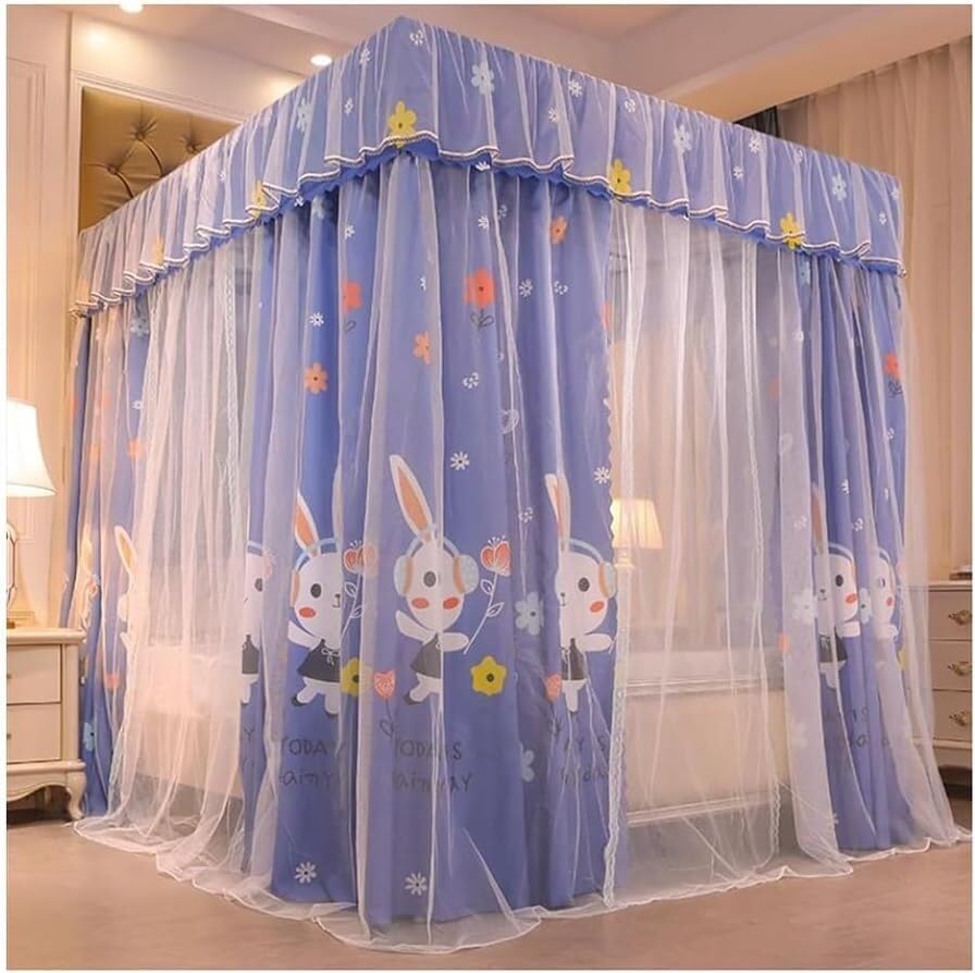 Ciel de lit de luxe double avec moustiquaire motif C drapé haut de gamme