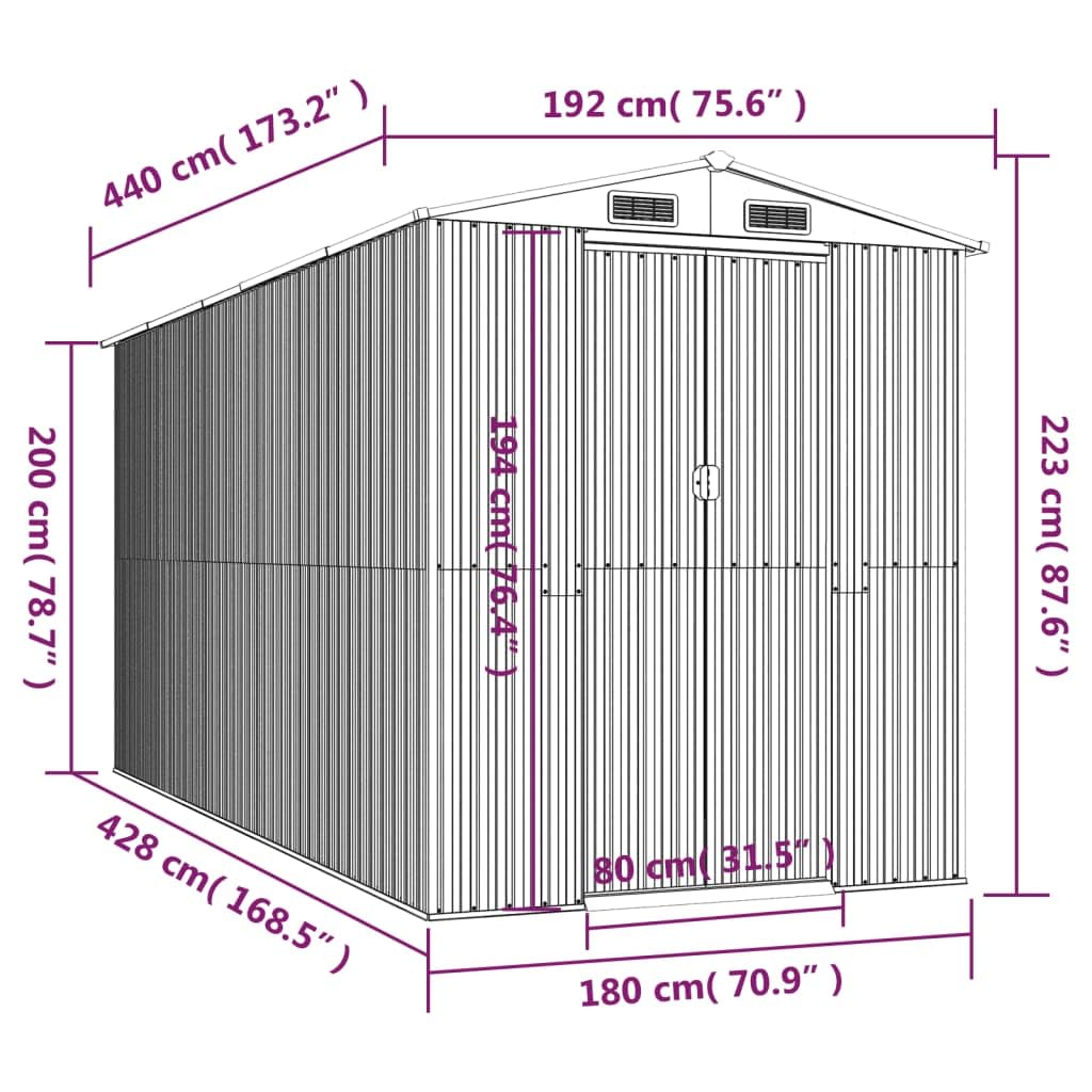 Générique Abri de Jardin Marron Clair 192x440x223 cm Acier galvanisé,Maison & Jardin,Pelouses & Jardins,Vie en extérieur,Structures extérieures,Cabanes & abris de Jardin,3147474