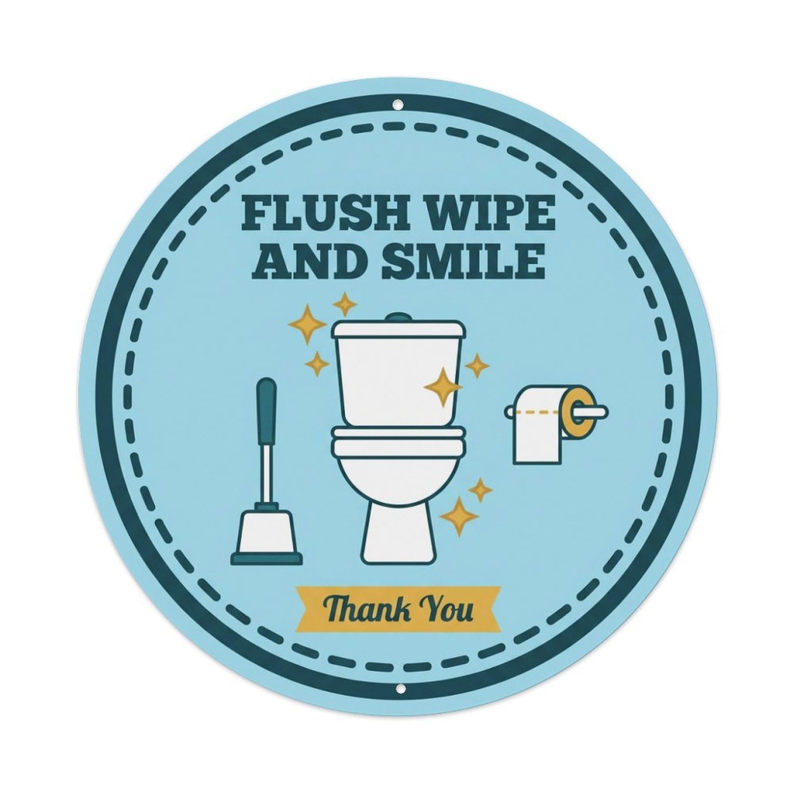 Metal Tin Sign Toilet Clean Bathroom Reminder Flush Wipe And Smile