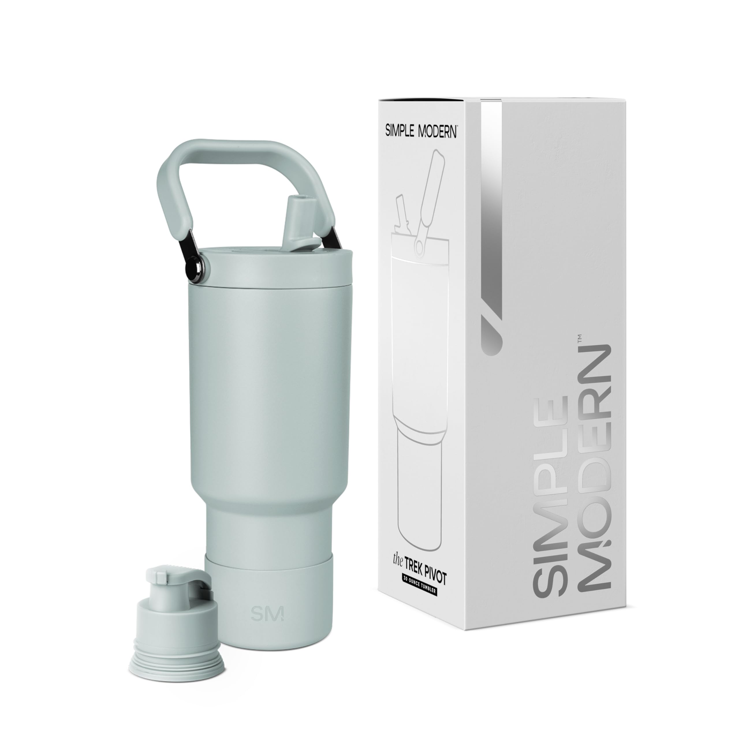 Simple Modern Trek Pivot | 30oz Flip Straw Tumbler with Handle | Water Bottle & Boot | Interchangeable Straw & Chug Lids | Insulated Stainless Steel Jug | Gym Sports Outdoors | Sea Glass Sage