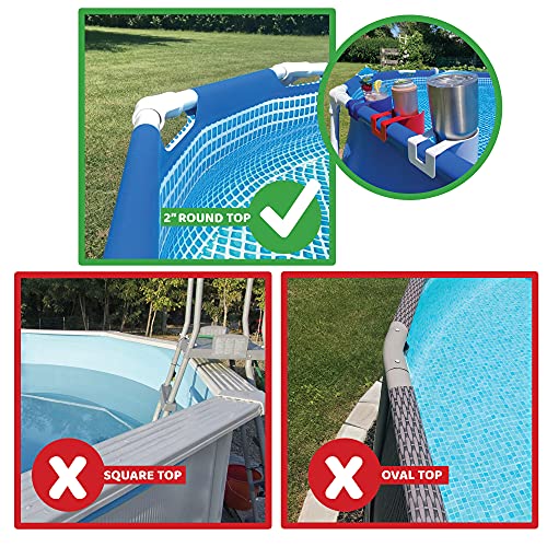 Storage Theory Plastic Cup Holder Set For Above Ground Swimming Pool - 4 Cup Holders For Drinks, Cups And Accessories - Fits 2” Or Less Round Bar Top Rails - Blue #TOP1