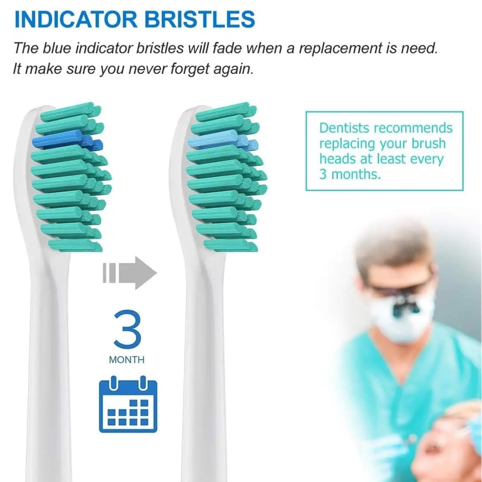 Testine di ricambio, compatibile con Philips, 1100 2100 4100 | 4300 5100 5300 6100, testina a scatto per spazzolino elettrico per adulti(32pcs)