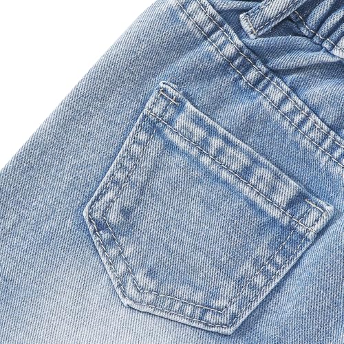 Tween Girls Baggy Jeans - Zipper Elastic Waist Heart Patch Wide Leg Denim Pants for Girls with Five Pockets4
