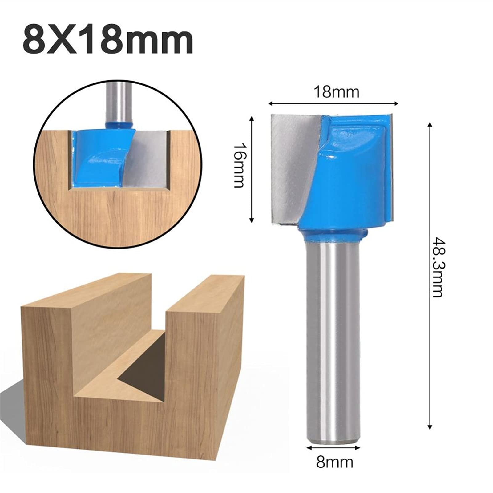 Frezy do drewna w kształcie litery T, Frez do drewna litego 8 mm trzpień czyszczenia dolnego grawerowania frez trzpieniowy 10-32 router CNC | 18mm